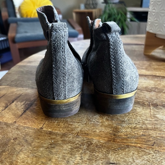 Grey leather suede ankle booties. Well loved. - Picture 4 of 5